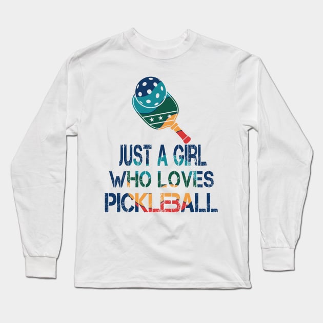 Pickleball women rainbow Long Sleeve T-Shirt by Positively Petal Perfect 